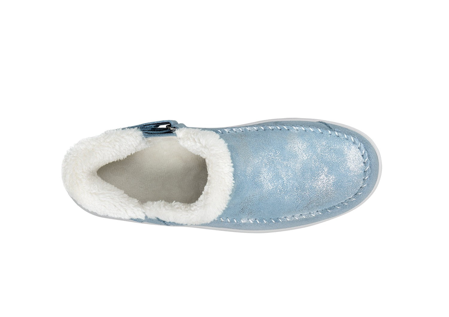 Orthofeet Lorin Wool Supportive Hands-Free Slipper-Shoe - Blue Shimmer - Bird's Eye View - 6