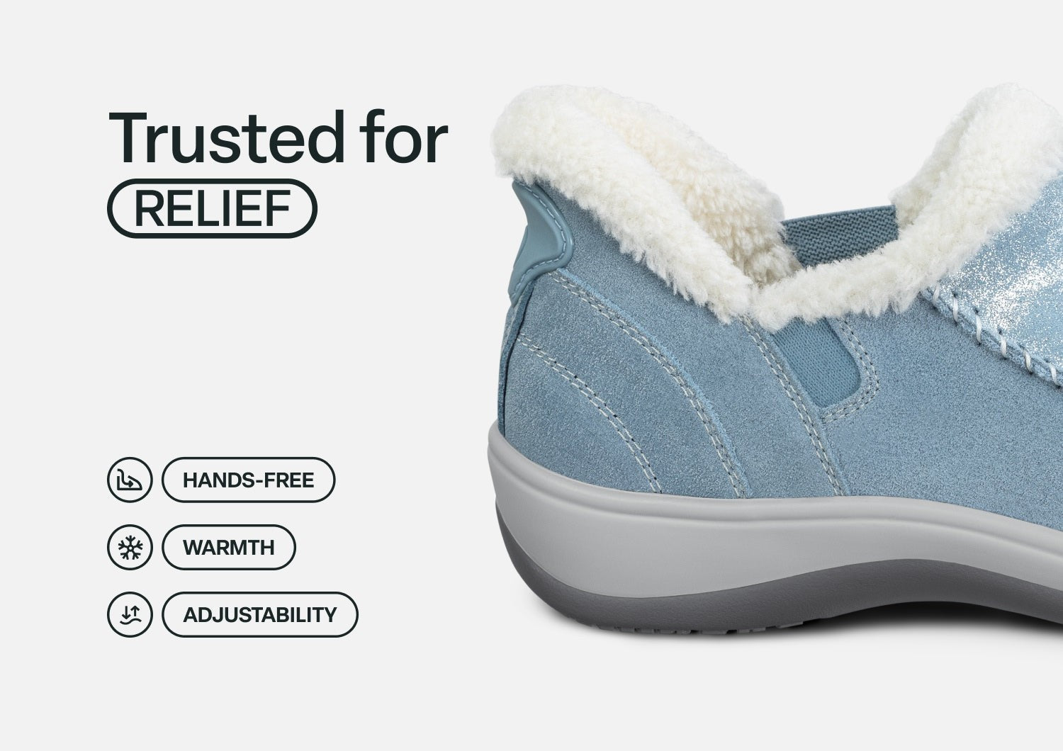 Orthofeet Lorin Wool Supportive Hands-Free Slipper-Shoe - Blue Shimmer - Feature Detail - 4