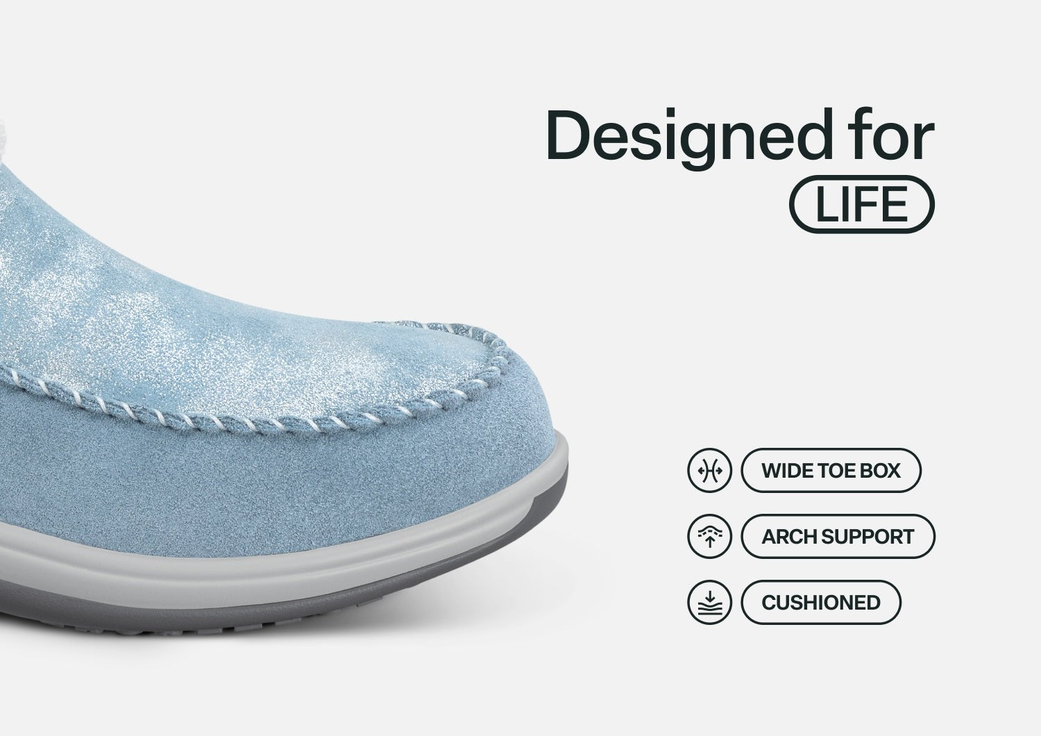 Orthofeet Lorin Wool Supportive Hands-Free Slipper-Shoe - Blue Shimmer - Feature Detail - 5