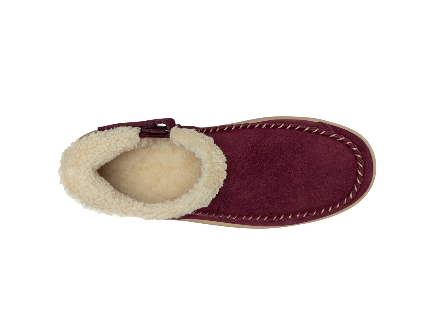 Orthofeet Lorin Wool Supportive Hands-Free Slipper-Shoe - Bordeaux - Bird's Eye View - 5