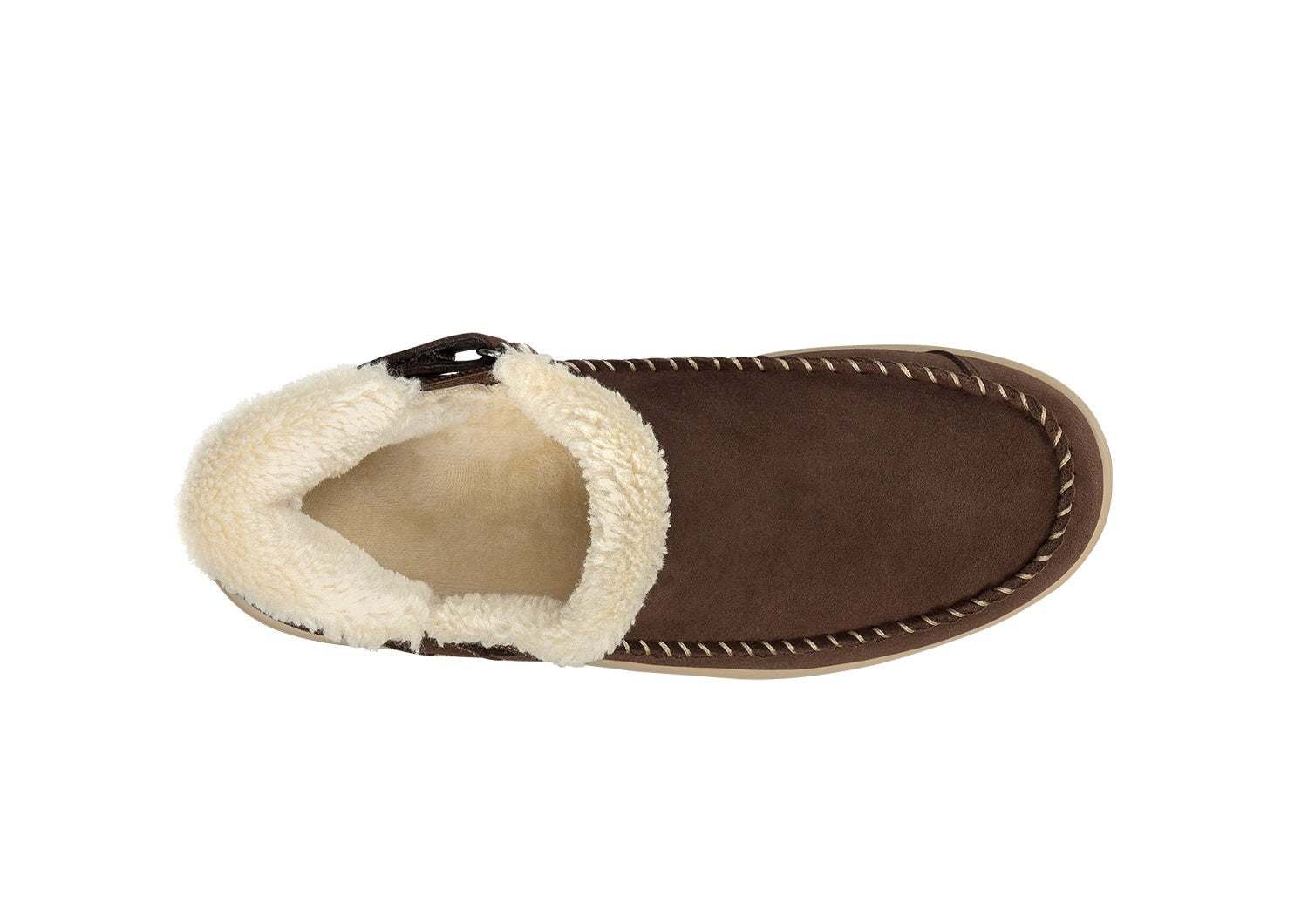 Orthofeet Lorin Wool Supportive Hands-Free Slipper-Shoe - Brown - Bird's Eye View - 6