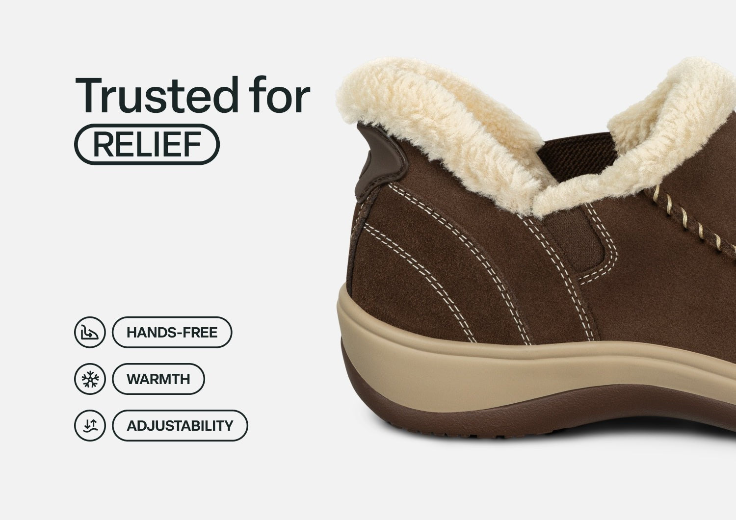 Orthofeet Lorin Wool Supportive Hands-Free Slipper-Shoe - Brown - Feature Detail - 4