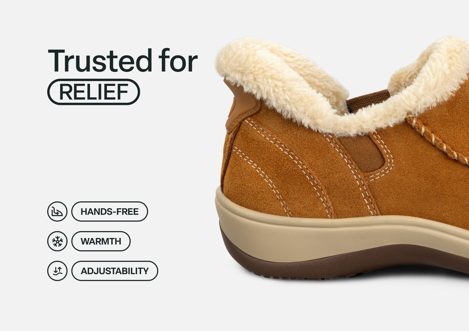 Orthofeet Lorin Wool Supportive Hands-Free Slipper-Shoe - Camel - Feature Detail - 2