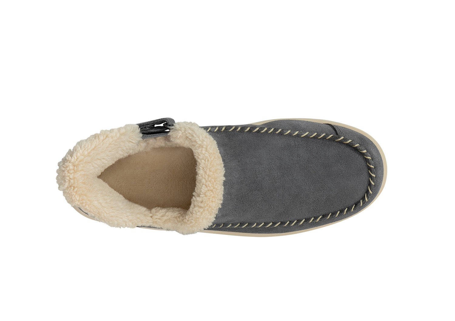 Orthofeet Lorin Wool Supportive Hands-Free Slipper-Shoe - Gray - Bird's Eye View - 5