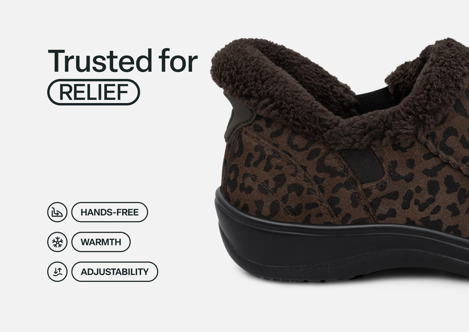 Orthofeet Lorin Wool Supportive Hands-Free Slipper-Shoe - Leopard - Feature Detail - 4
