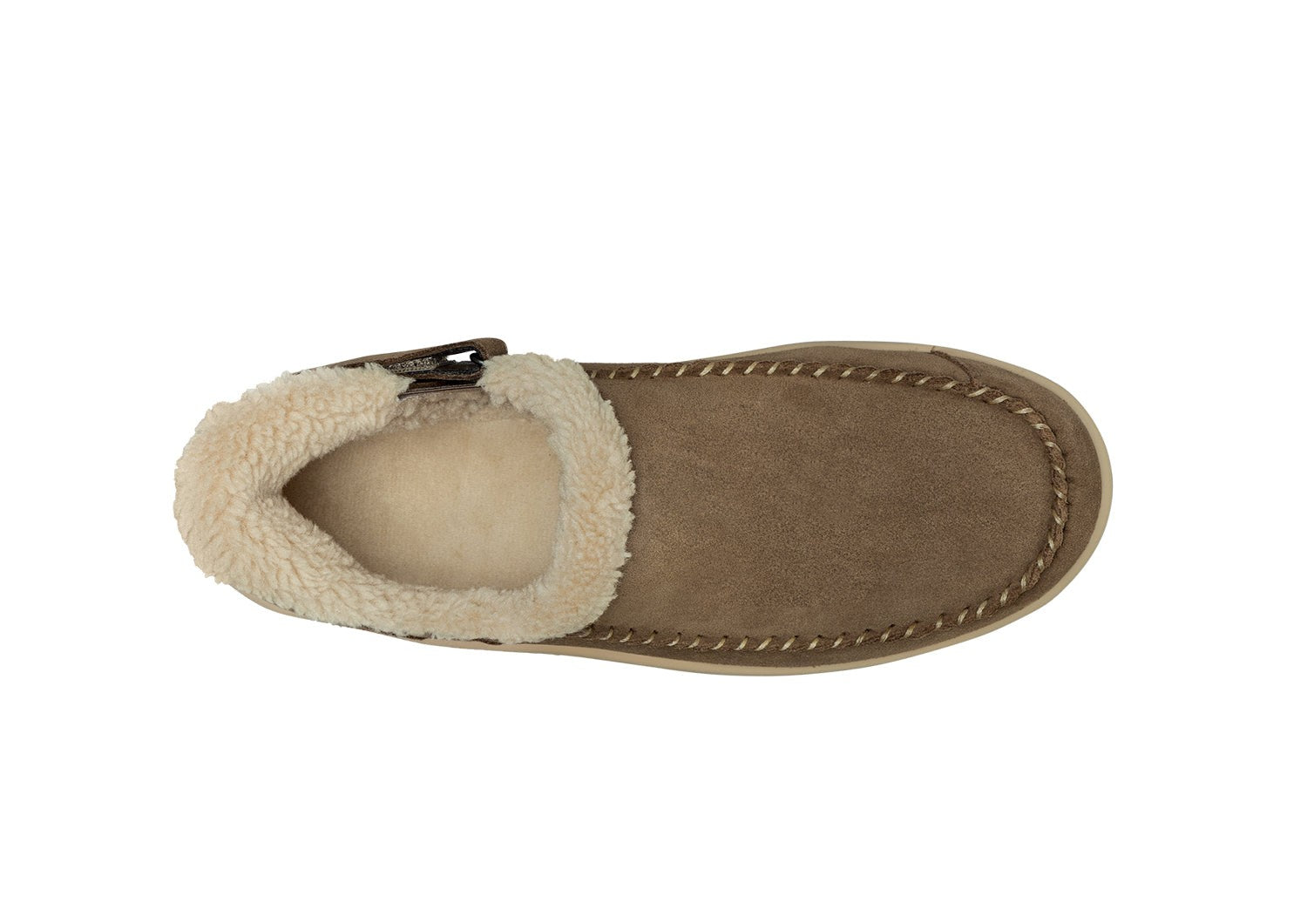 Orthofeet Lorin Wool Supportive Hands-Free Slipper-Shoe - Light Brown - Bird's Eye View - 3