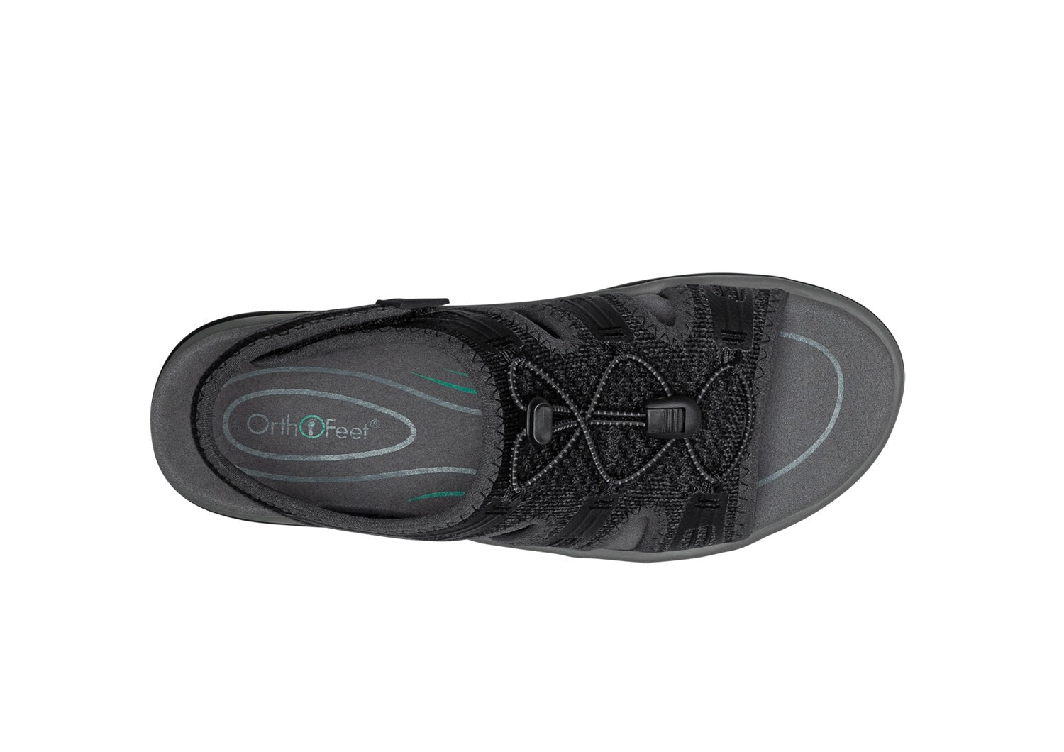 Orthofeet Maui Heel Strap Stretch Comfort Support Women's Sandal - Black - Bird's Eye View - 6