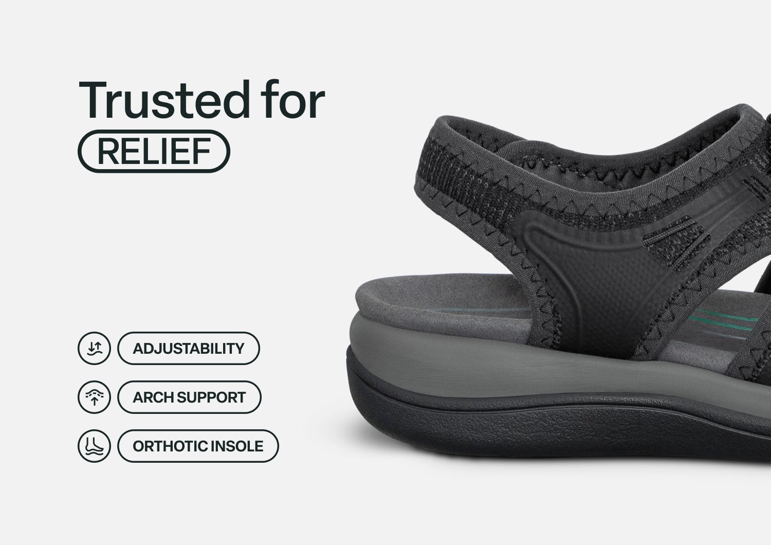 Orthofeet Maui Heel Strap Stretch Comfort Support Women's Sandal - Black - Feature Detail - 4