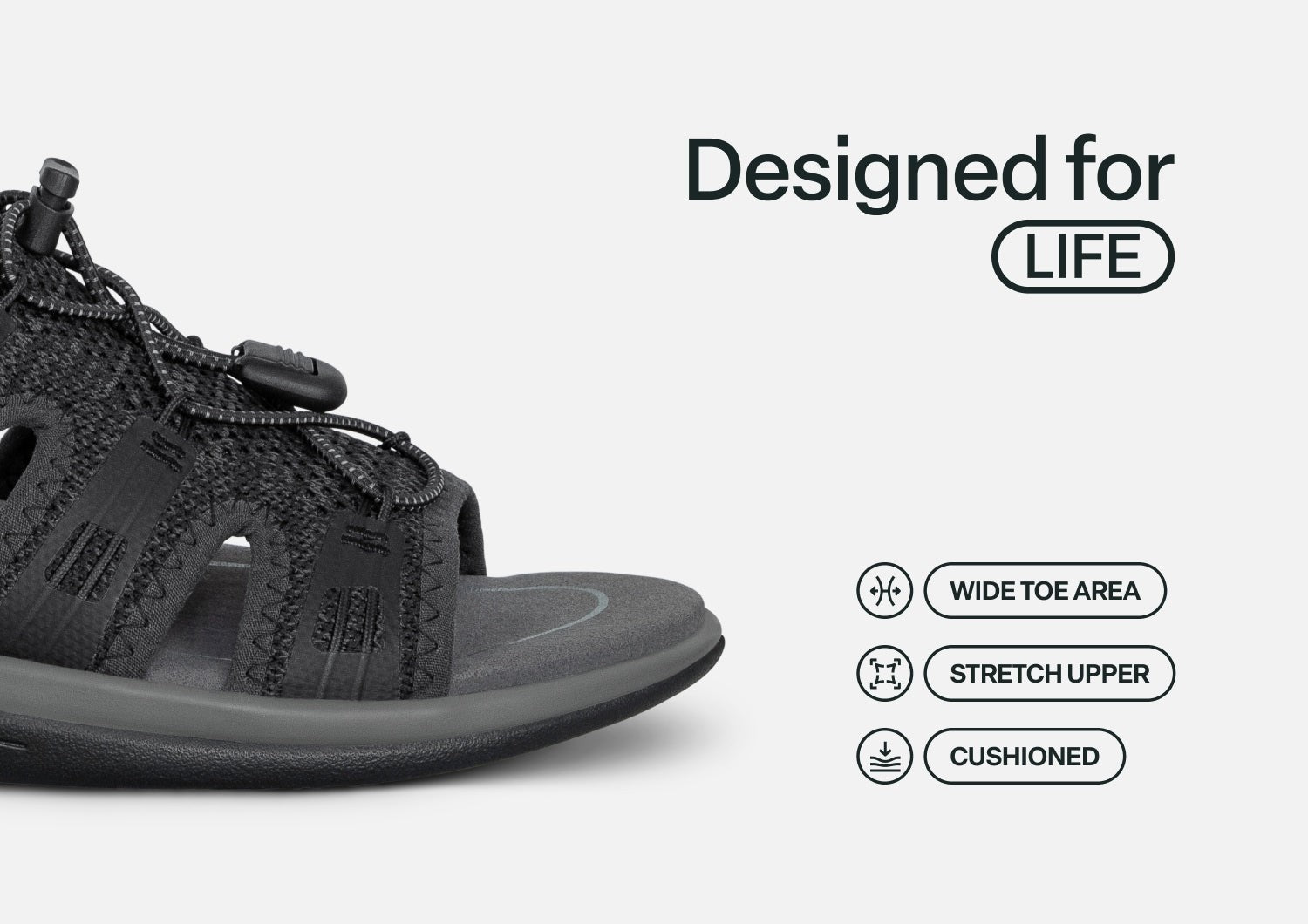 Orthofeet Maui Heel Strap Stretch Comfort Support Women's Sandal - Black - Feature Detail - 5