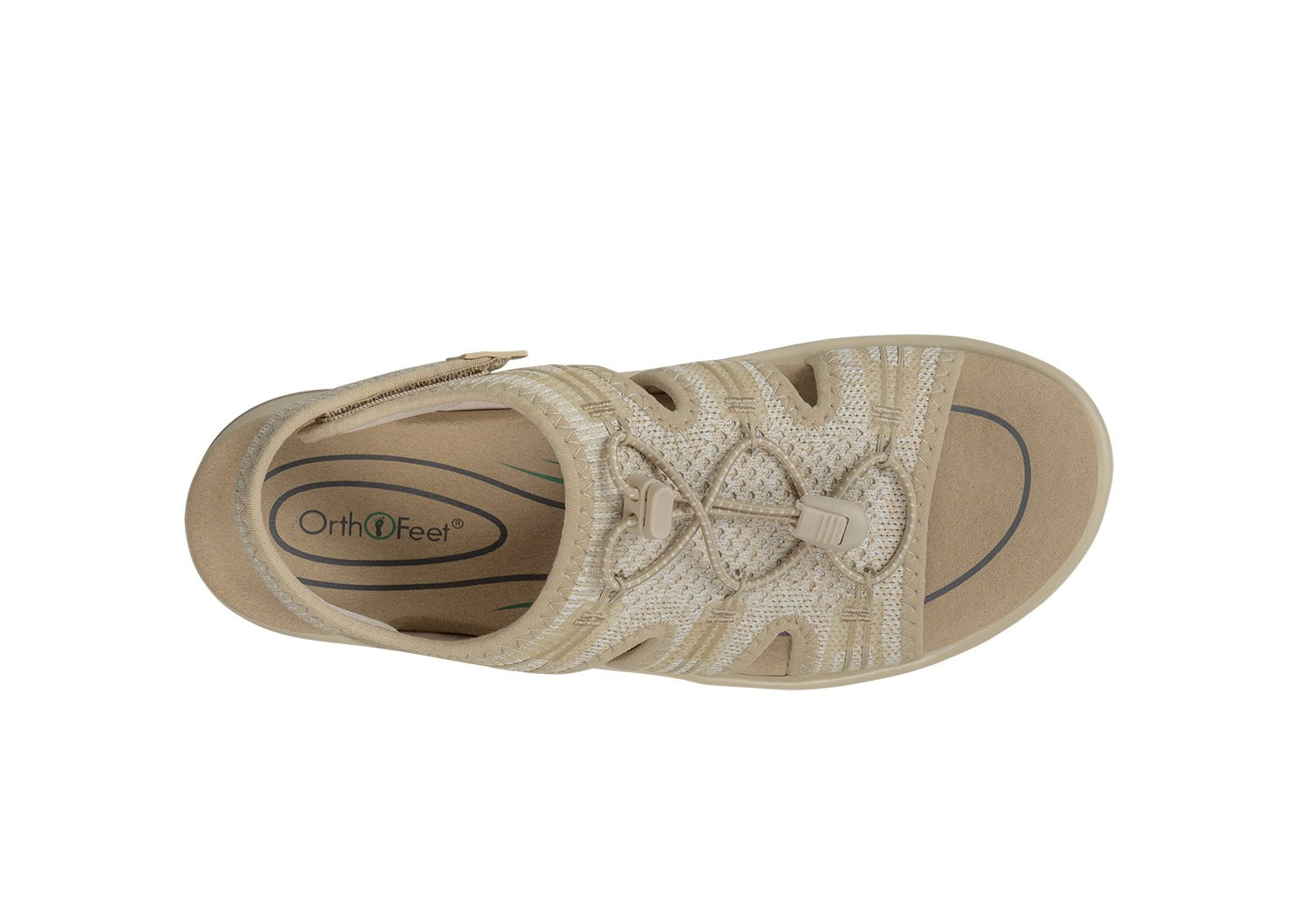 Orthofeet Maui Heel Strap Stretch Comfort Support Women's Sandal - Blonde Knit - Bird's Eye View - 6