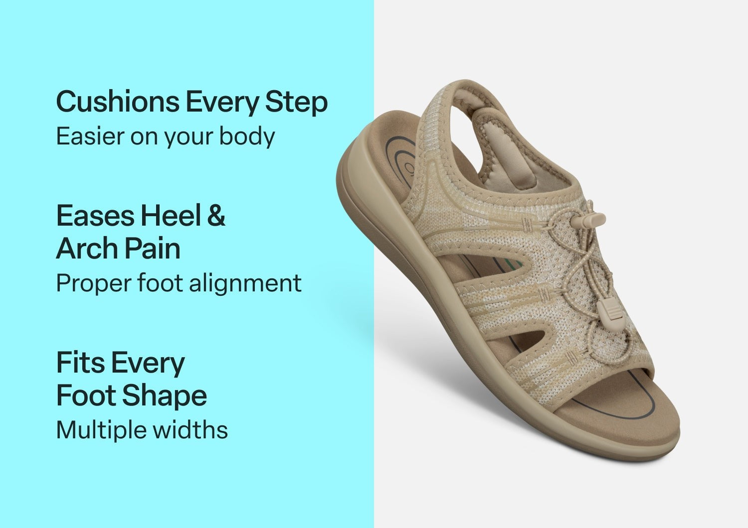 Orthofeet Maui Heel Strap Stretch Comfort Support Women's Sandal - Blonde Knit - Comfort Benefits - 3