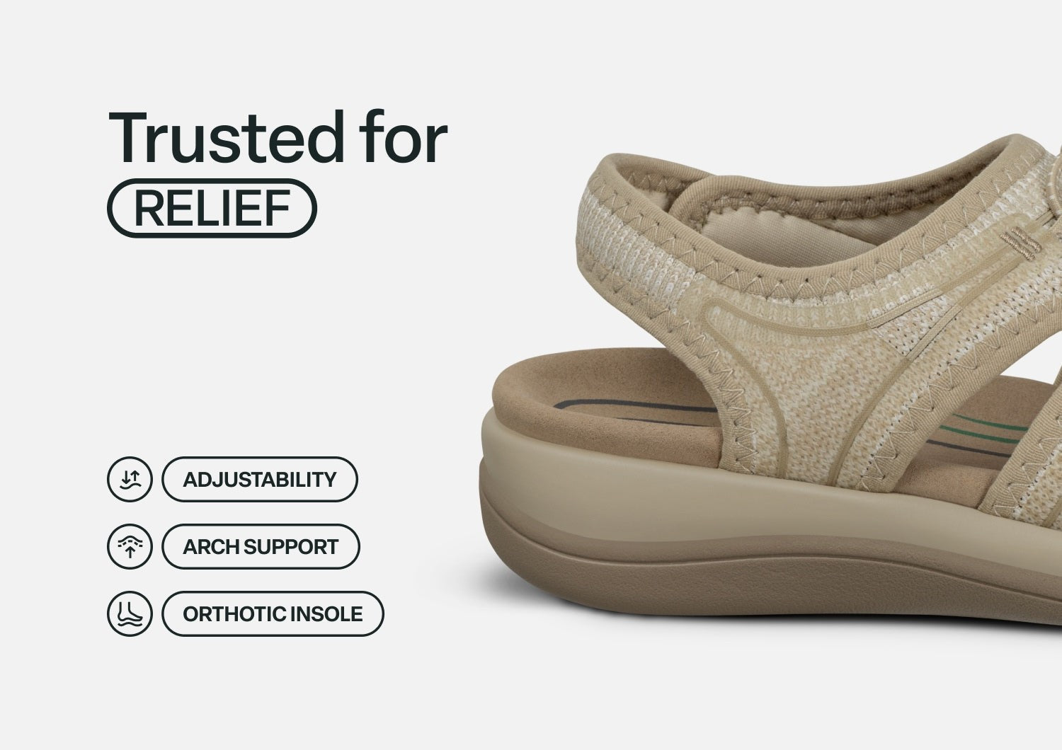 Orthofeet Maui Heel Strap Stretch Comfort Support Women's Sandal - Blonde Knit - Feature Detail - 4