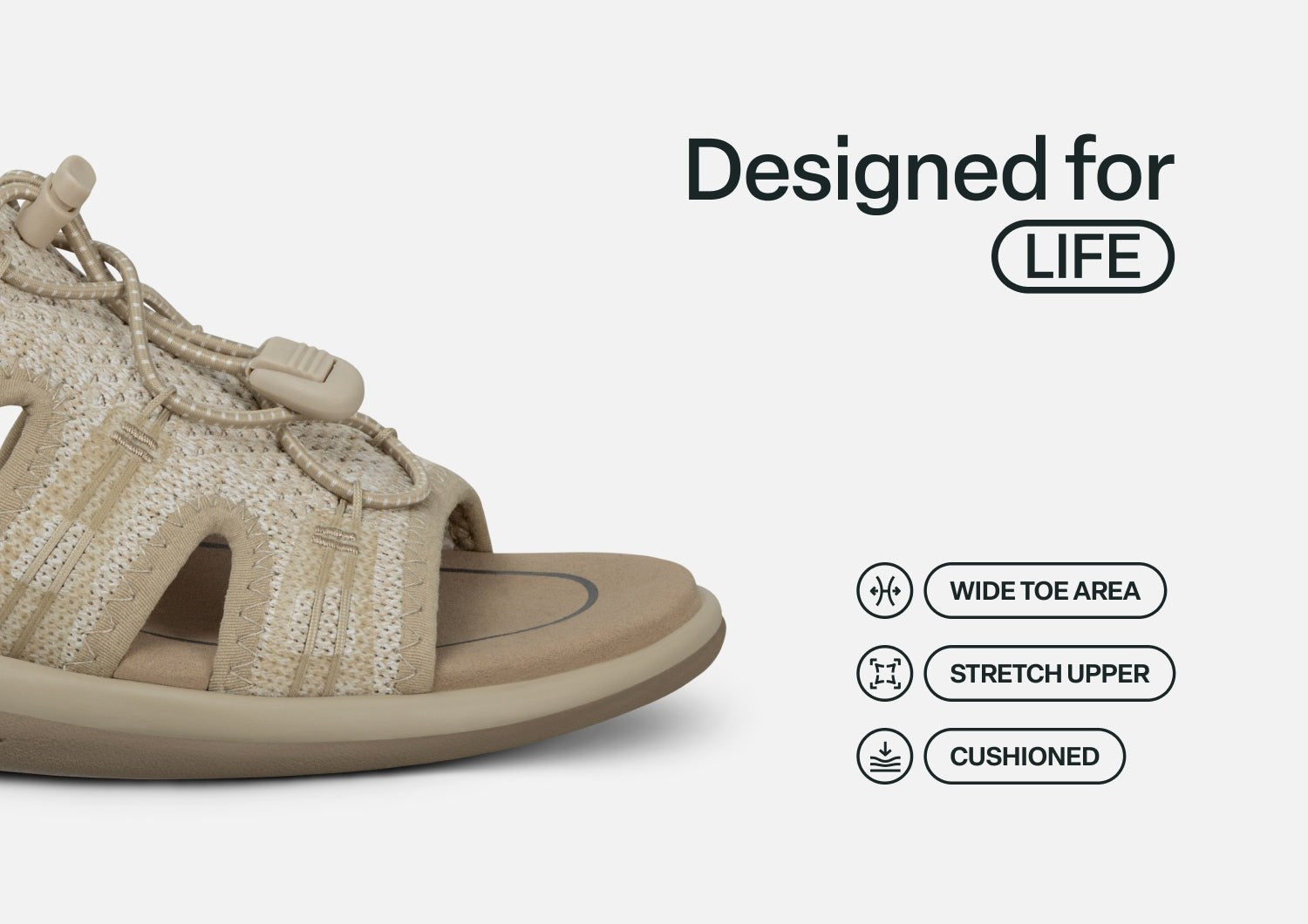 Orthofeet Maui Heel Strap Stretch Comfort Support Women's Sandal - Blonde Knit - Feature Detail - 5