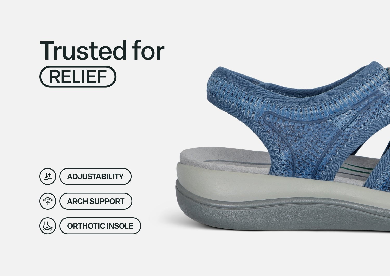 Orthofeet Maui Heel Strap Stretch Comfort Support Women's Sandal - Blue - Feature Detail - 4