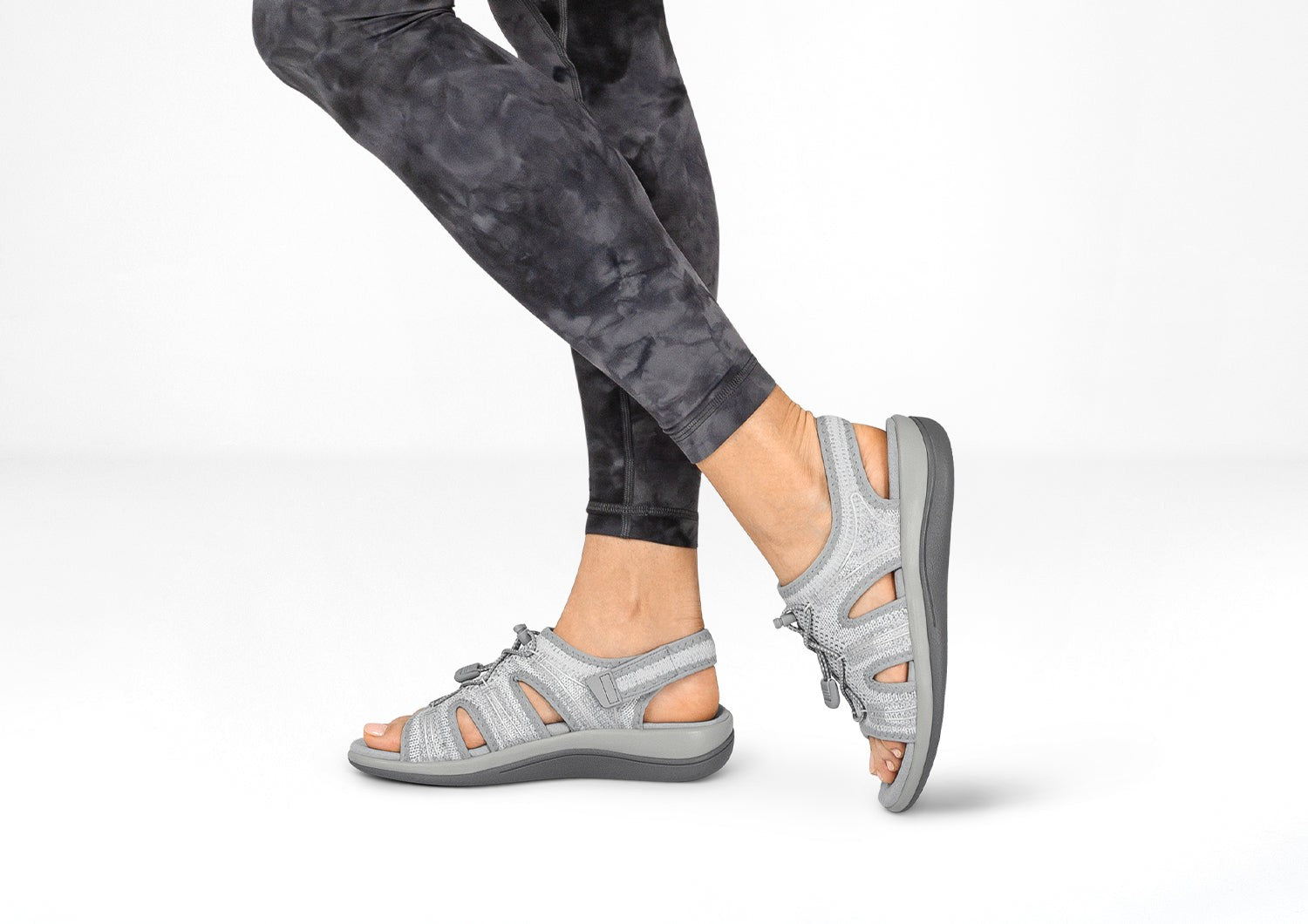 Orthofeet Maui Heel Strap Stretch Comfort Support Women's Sandal - Gray - Lifestyle View - 2