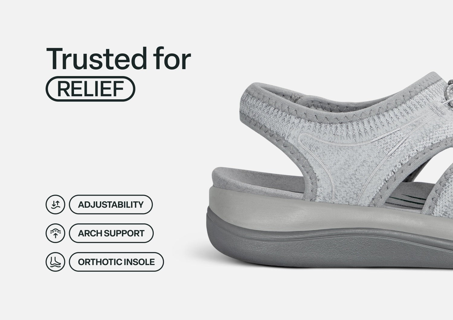 Orthofeet Maui Heel Strap Stretch Comfort Support Women's Sandal - Gray - Feature Detail - 4