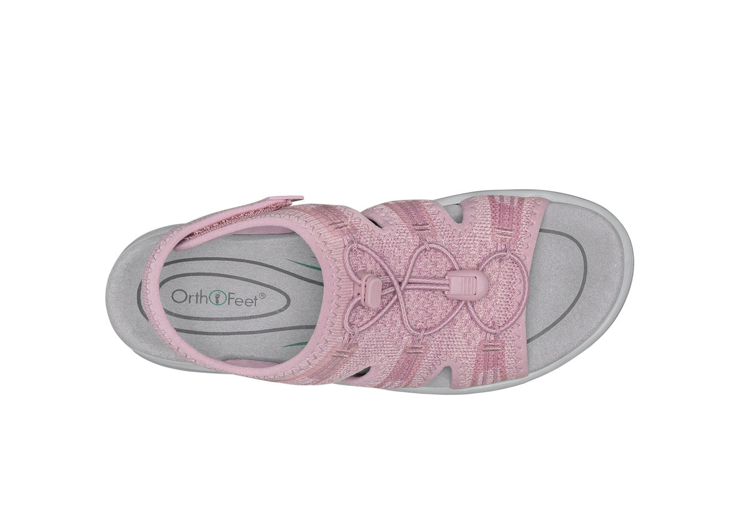Orthofeet Maui Heel Strap Stretch Comfort Support Women's Sandal - Rose Knit - Bird's Eye View - 6