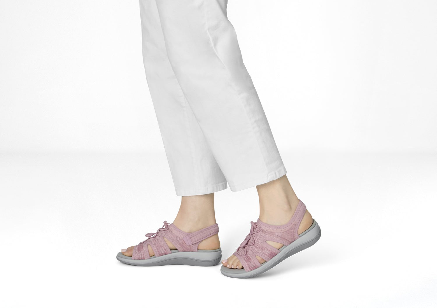 Orthofeet Maui Heel Strap Stretch Comfort Support Women's Sandal - Rose Knit - Lifestyle View - 2