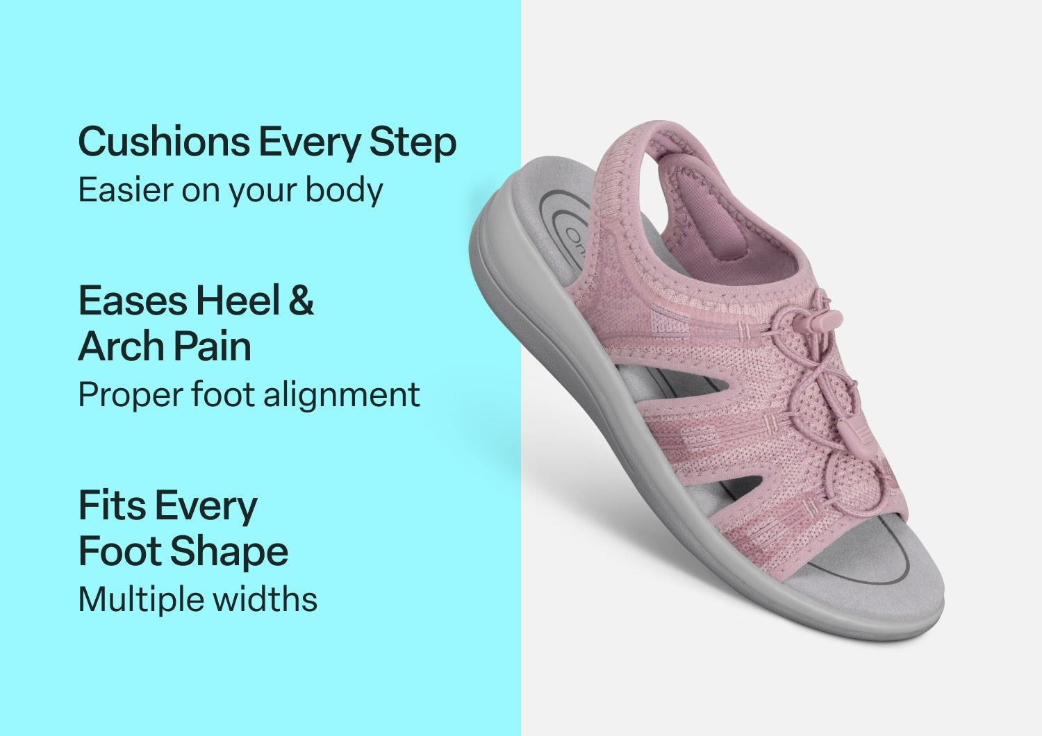 Orthofeet Maui Heel Strap Stretch Comfort Support Women's Sandal - Rose Knit - Comfort Benefits - 3