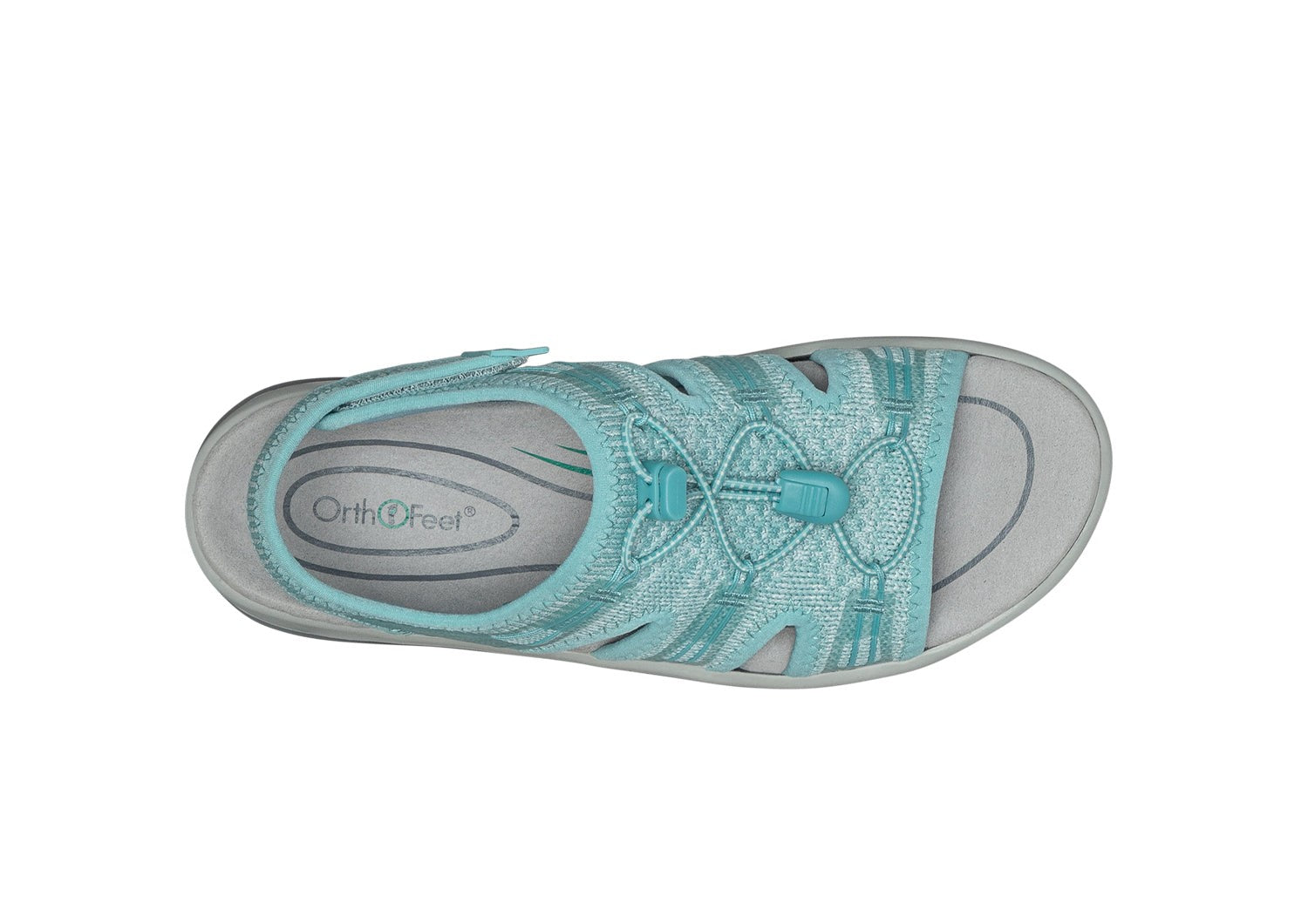 Orthofeet Maui Heel Strap Stretch Comfort Support Women's Sandal - Turquoise - Bird's Eye View - 6