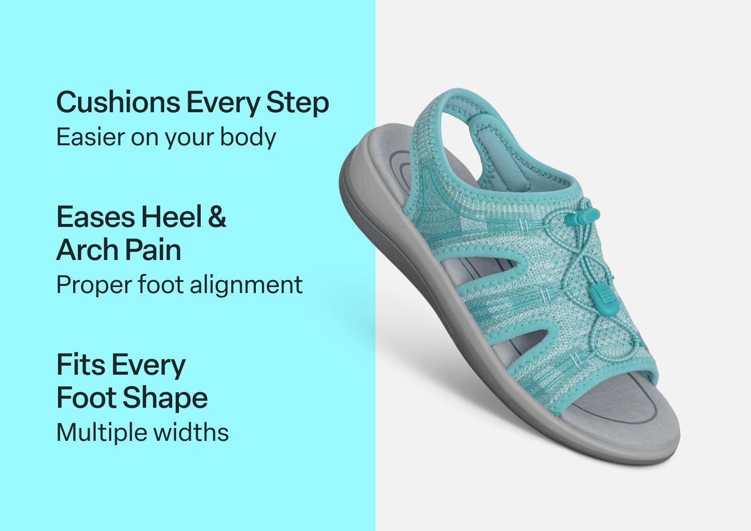 Orthofeet Maui Heel Strap Stretch Comfort Support Women's Sandal - Turquoise - Comfort Benefits - 3