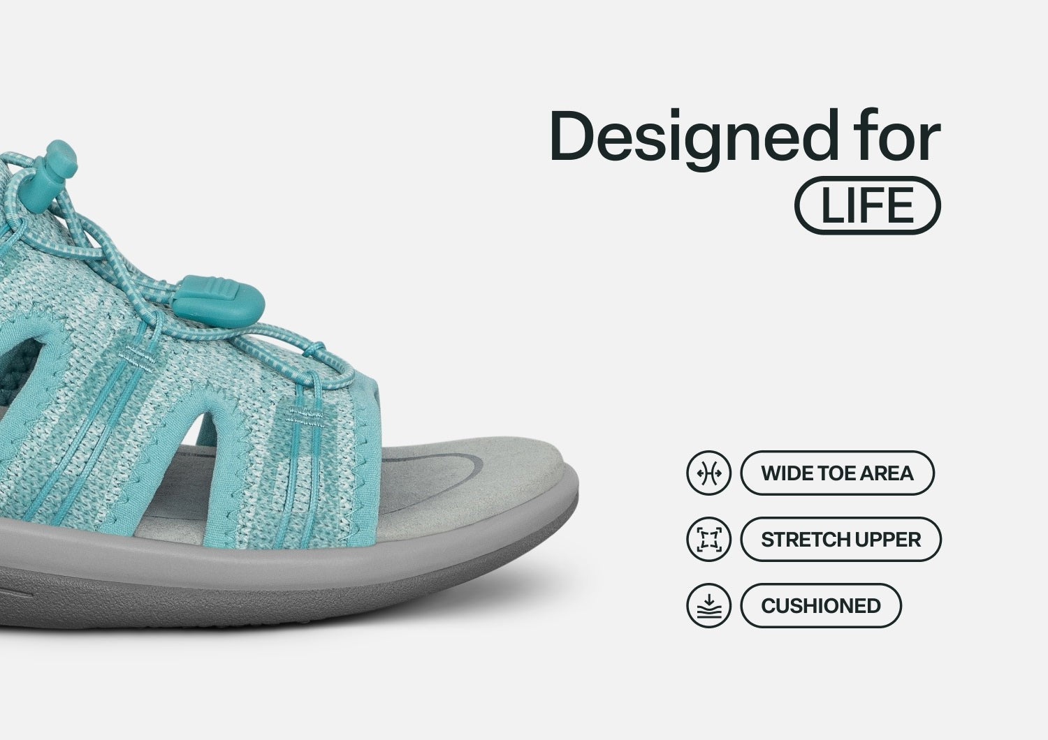 Orthofeet Maui Heel Strap Stretch Comfort Support Women's Sandal - Turquoise - Feature Detail - 5