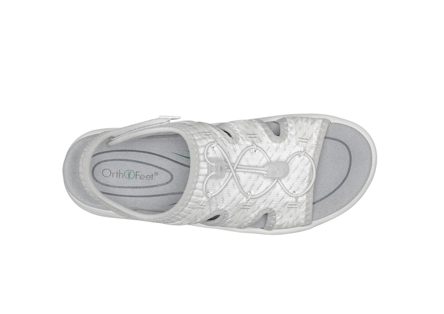 Orthofeet Maui Heel Strap Stretch Comfort Support Women's Sandal - White/gray - Bird's Eye View - 6