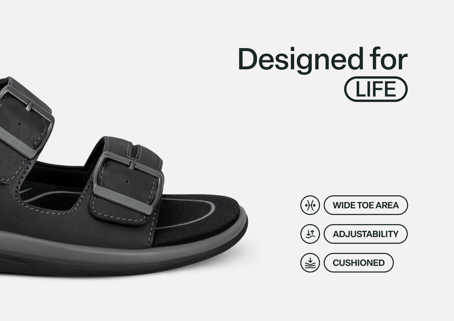 Orthofeet Minerva Hands-Free Supportive Women's Sandals - Black - Feature Detail - 4
