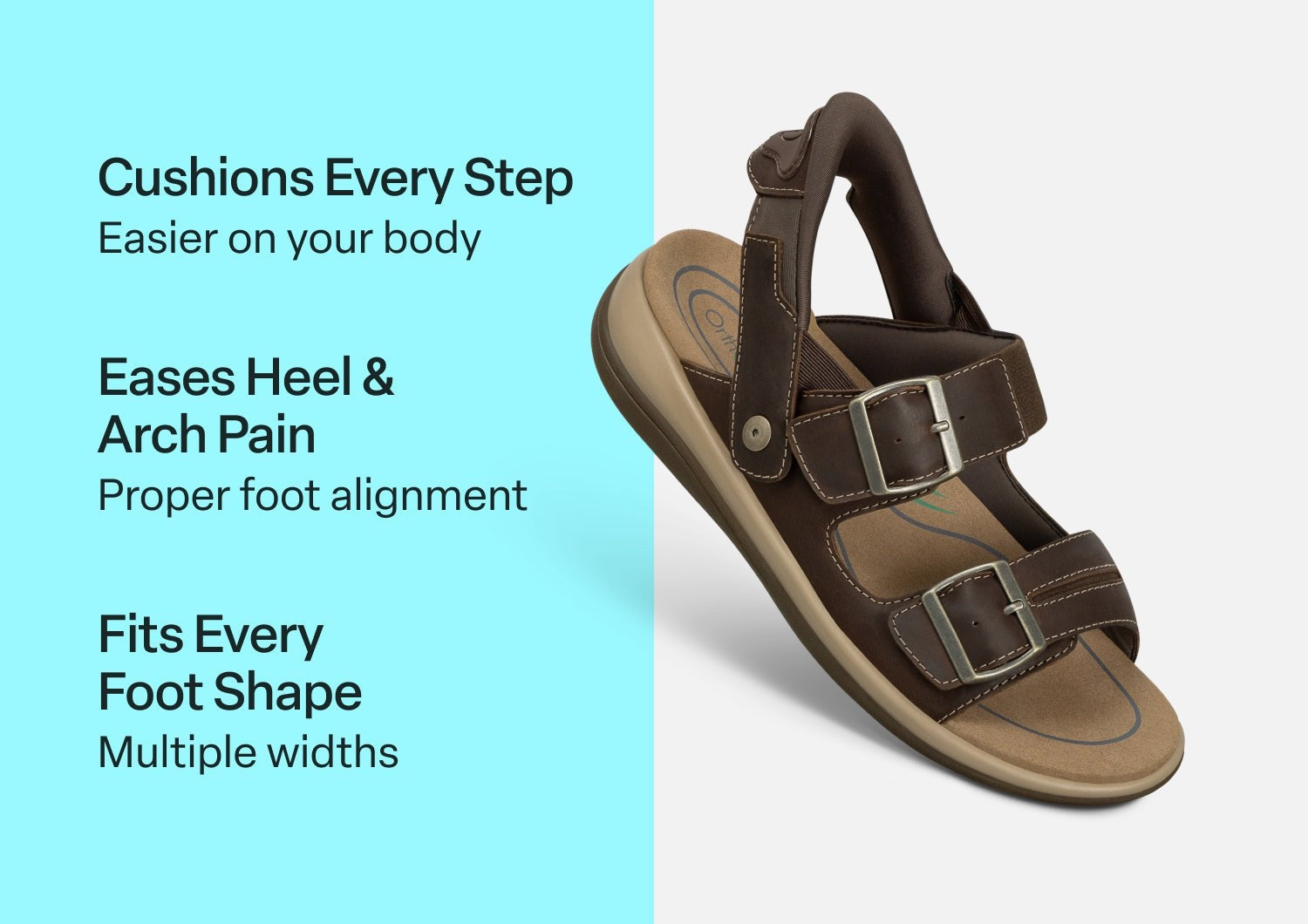 Orthofeet Minerva Hands-Free Supportive Women's Sandals - Brown - Comfort Benefits - 2