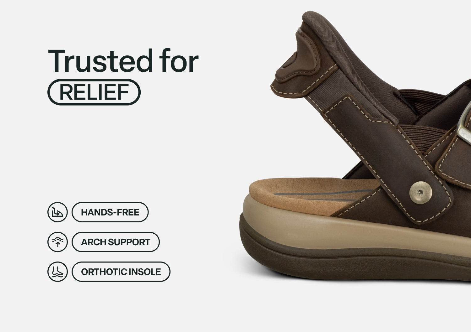 Orthofeet Minerva Hands-Free Supportive Women's Sandals - Brown - Feature Detail - 3