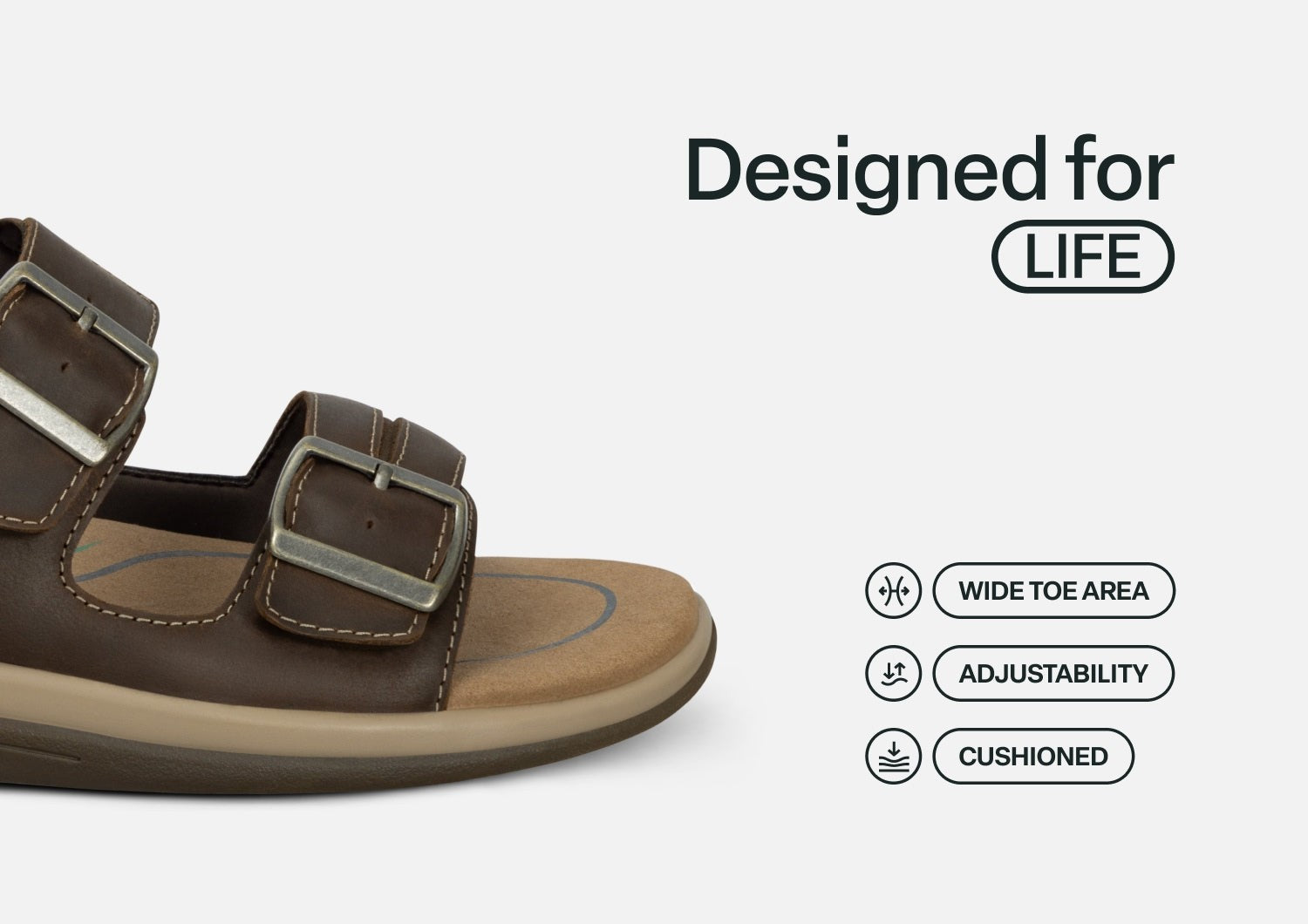 Orthofeet Minerva Hands-Free Supportive Women's Sandals - Brown - Feature Detail - 4