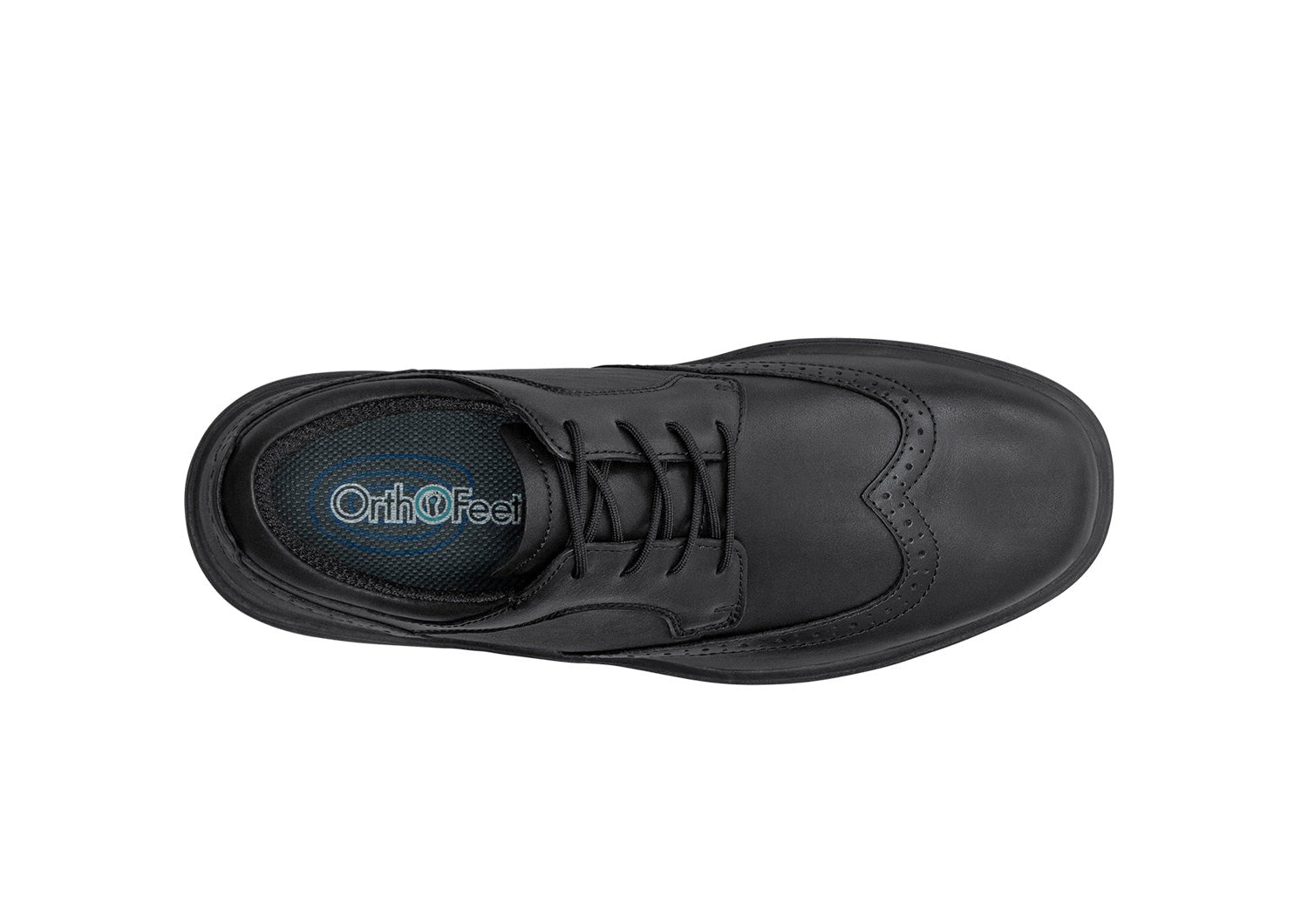 Orthofeet Moreno Men's Dress - Black - Bird's Eye View - 6