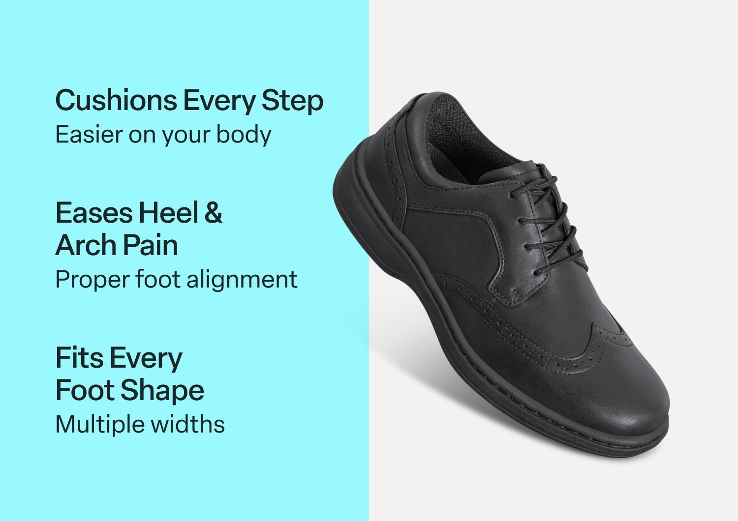 Orthofeet Moreno Men's Dress - Black - Comfort Benefits - 3