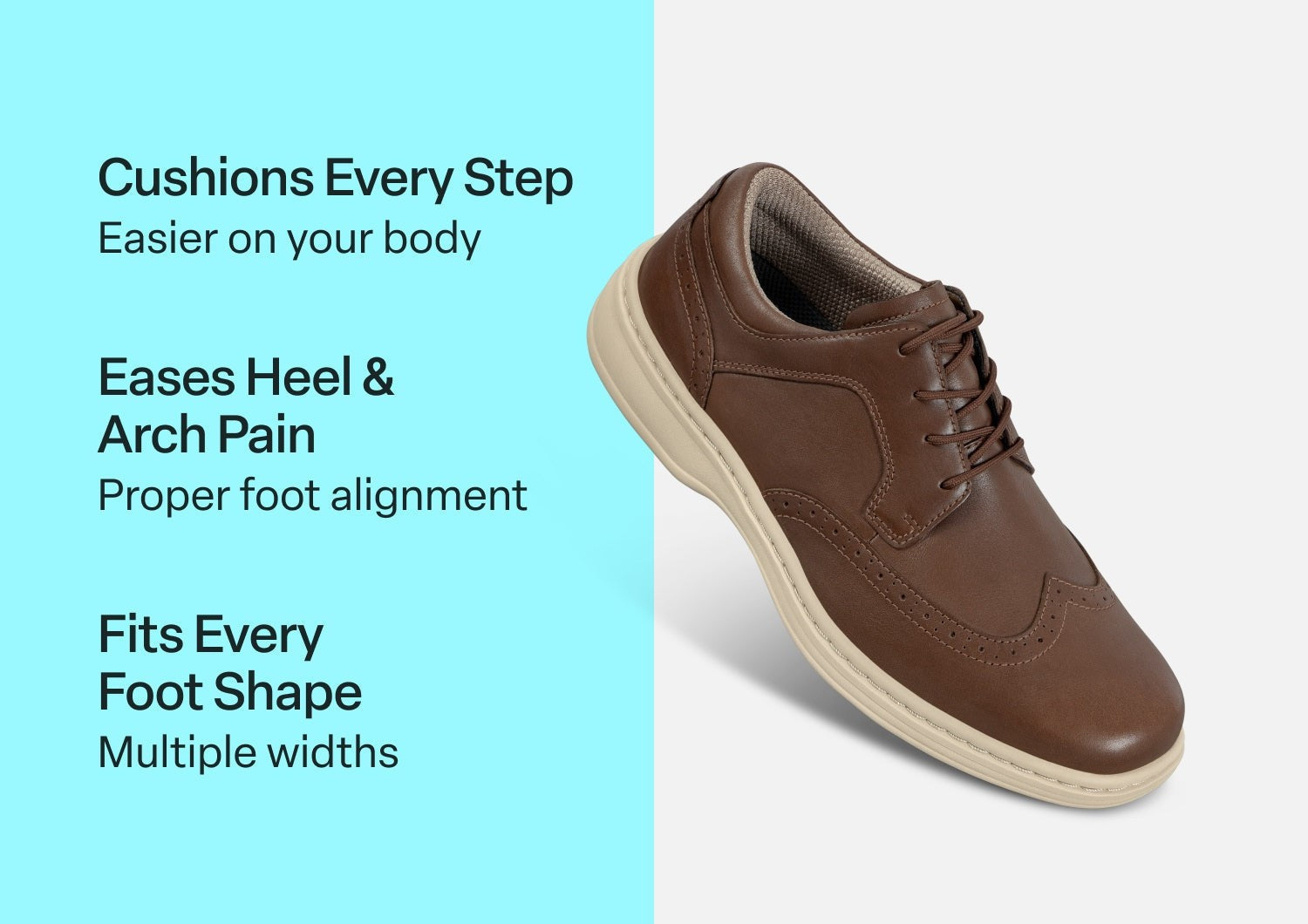 Orthofeet Moreno Men's Dress - Brown - Comfort Benefits - 3
