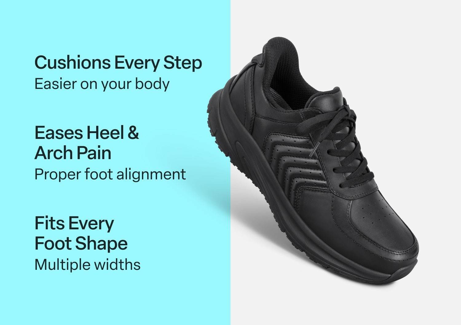 Orthofeet Navigate Hands-Free Men's Sneakers - Black - Comfort Benefits - 2
