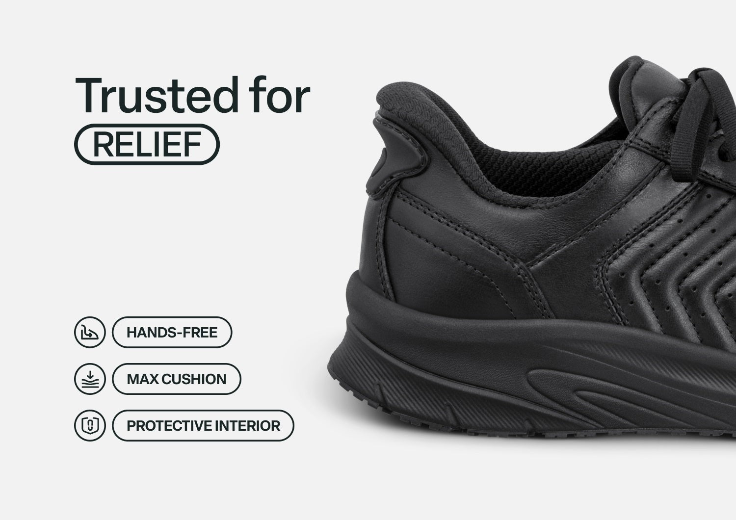 Orthofeet Navigate Hands-Free Men's Sneakers - Black - Feature Detail - 3