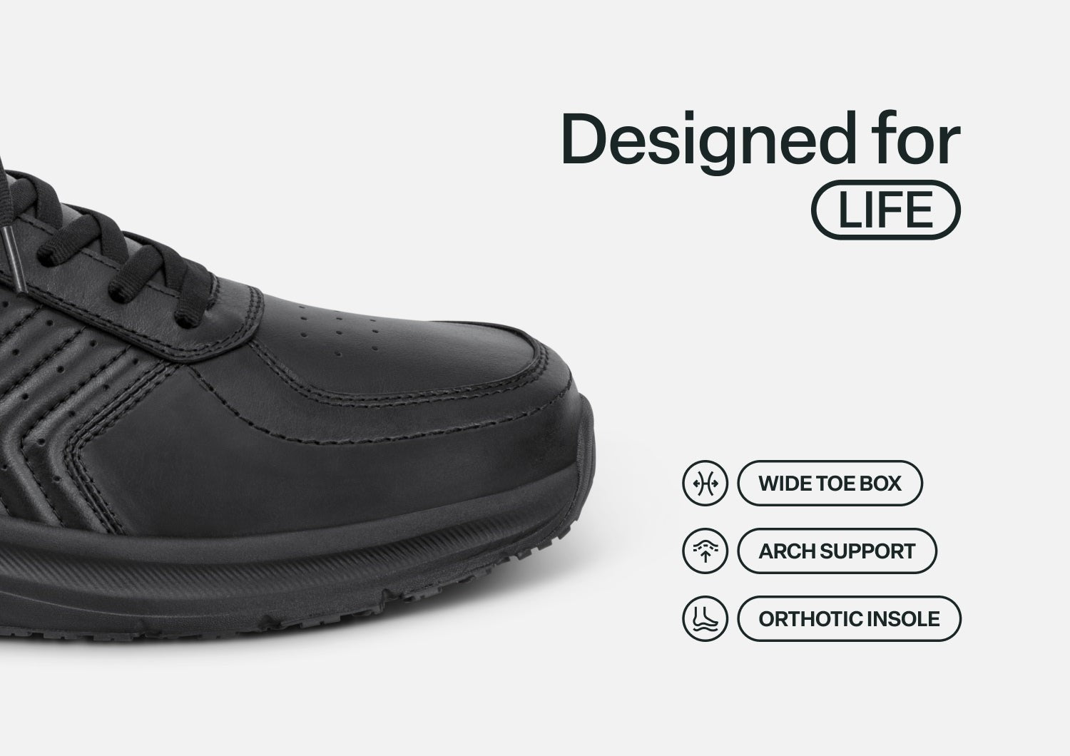 Orthofeet Navigate Hands-Free Men's Sneakers - Black - Feature Detail - 4