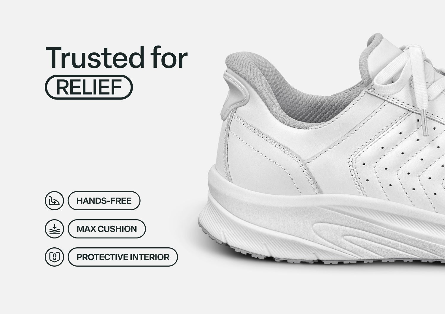 Orthofeet Navigate Hands-Free Men's Sneakers - White - Feature Detail - 3