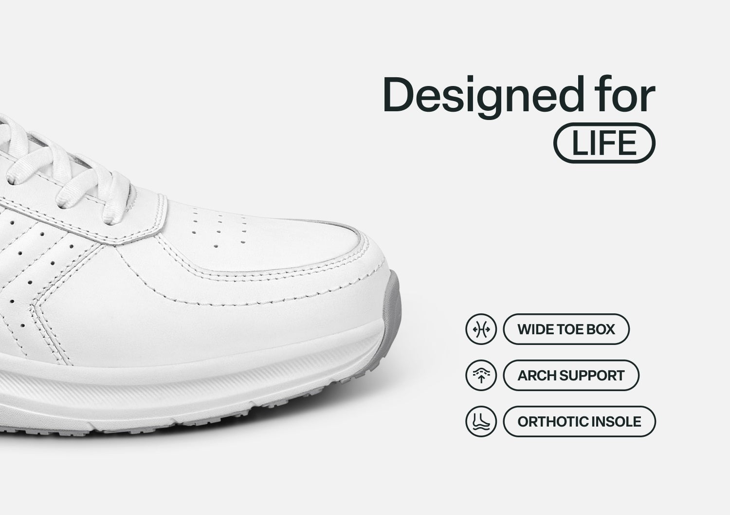 Orthofeet Navigate Hands-Free Men's Sneakers - White - Feature Detail - 4