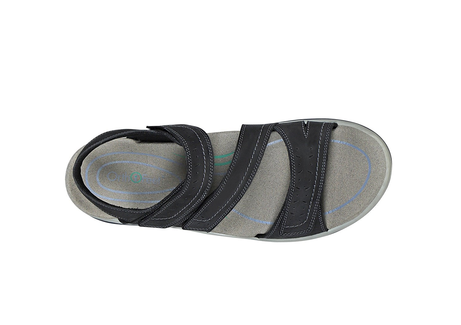 Orthofeet Naxos Supportive Adjustable Women's Sandals - Black - Bird's Eye View - 6