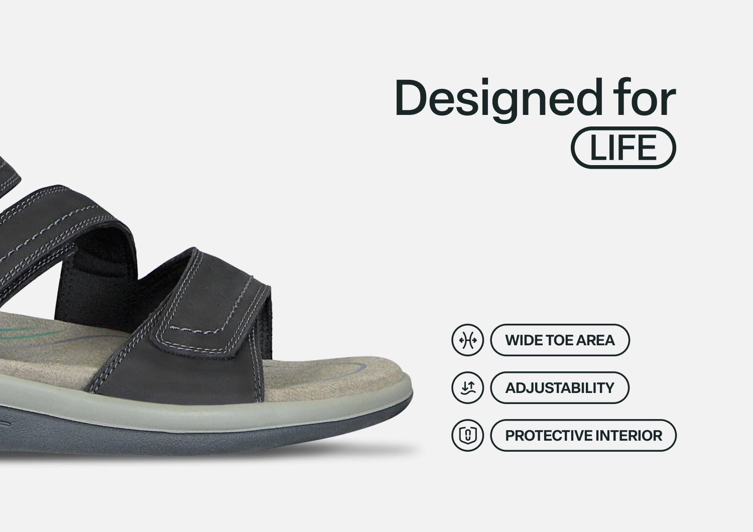 Orthofeet Naxos Supportive Adjustable Women's Sandals - Black - Feature Detail - 5