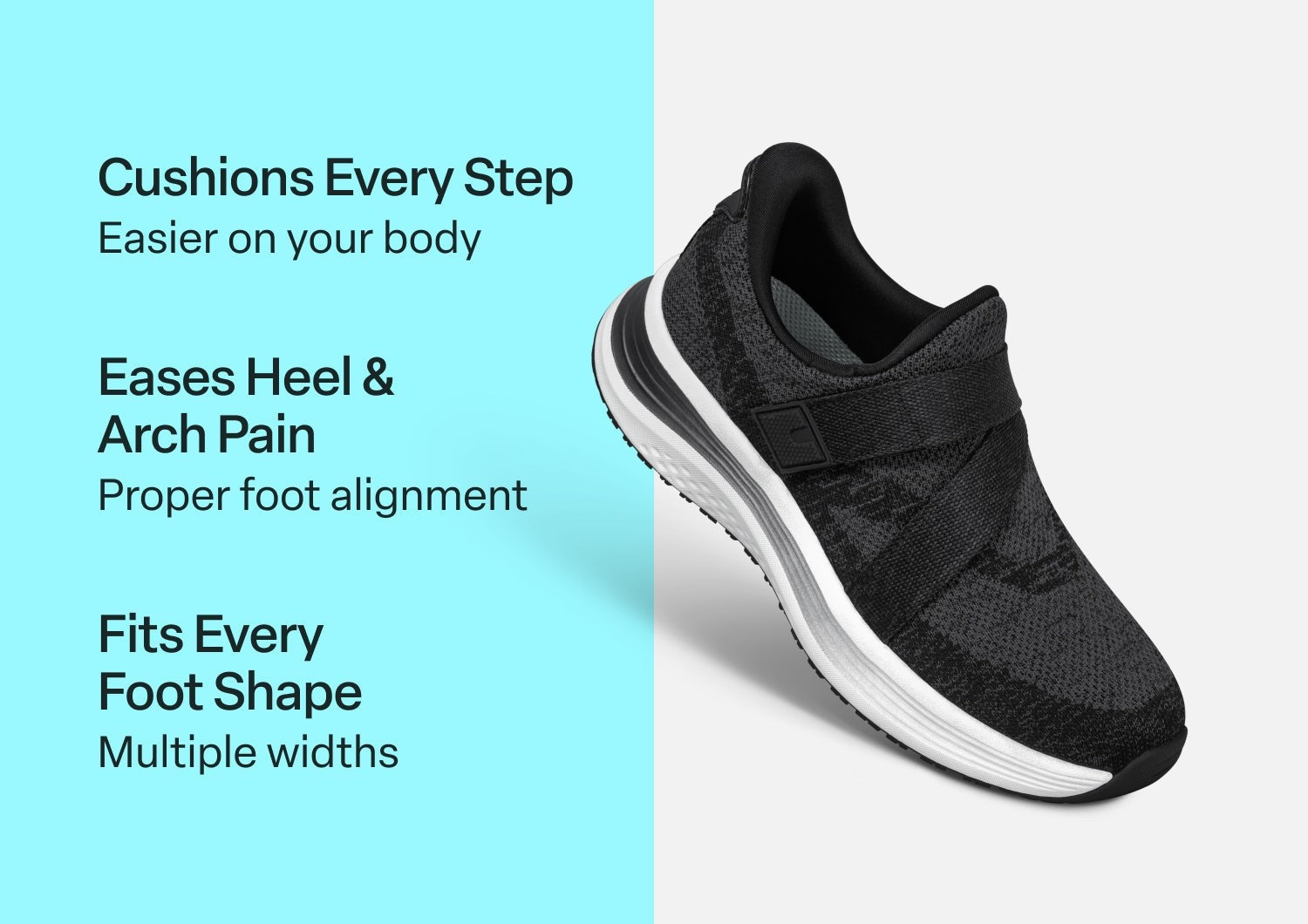 Orthofeet Naya Hands-Free Cushioned Stretch - Black - Comfort Benefits - 2