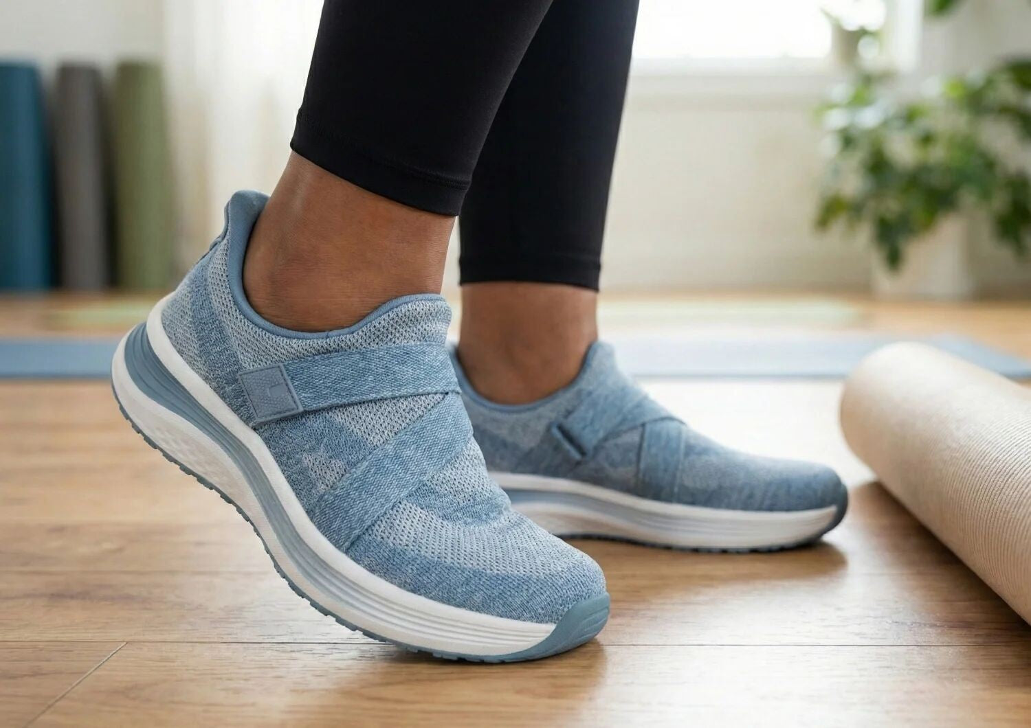 Orthofeet Naya Hands-Free Cushioned Stretch - Blue - Lifestyle View - 7