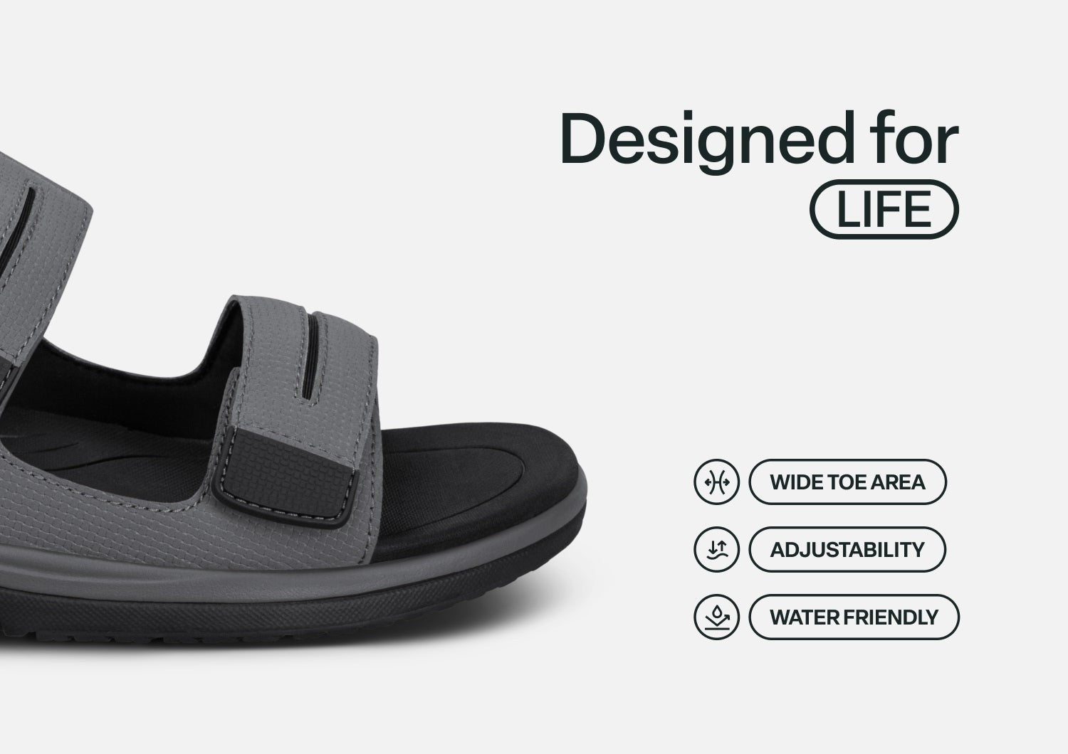 Orthofeet Neptune Hands-Free Support Men's Sandals - Gray - Feature Detail - 4