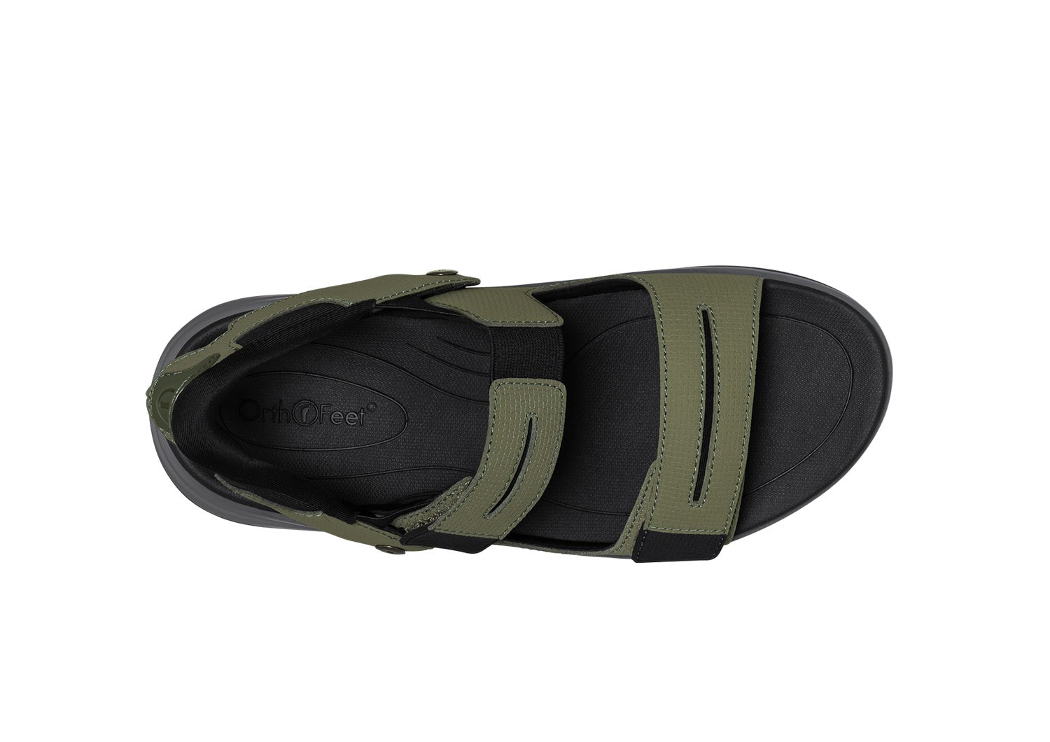 Orthofeet Neptune Hands-Free Support Men's Sandals - Olive - Bird's Eye View - 5