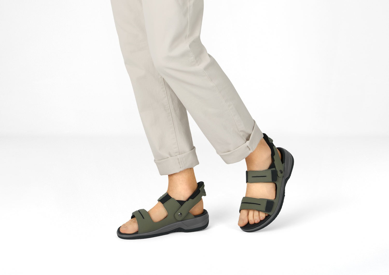 Orthofeet Neptune Hands-Free Support Men's Sandals - Olive - Lifestyle View - 8