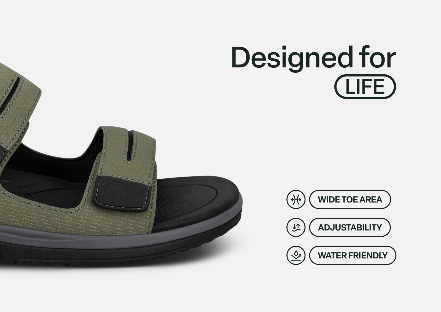 Orthofeet Neptune Hands-Free Support Men's Sandals - Olive - Feature Detail - 4