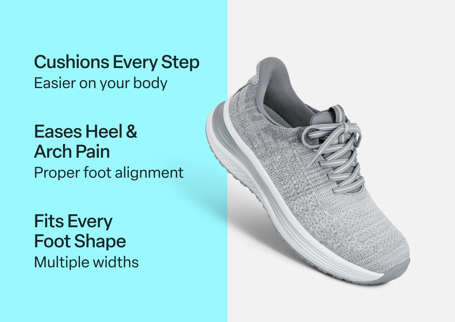Orthofeet Nira Hands-Free Max Cushion Support Women's Sneakers - Light Gray - Comfort Benefits - 2