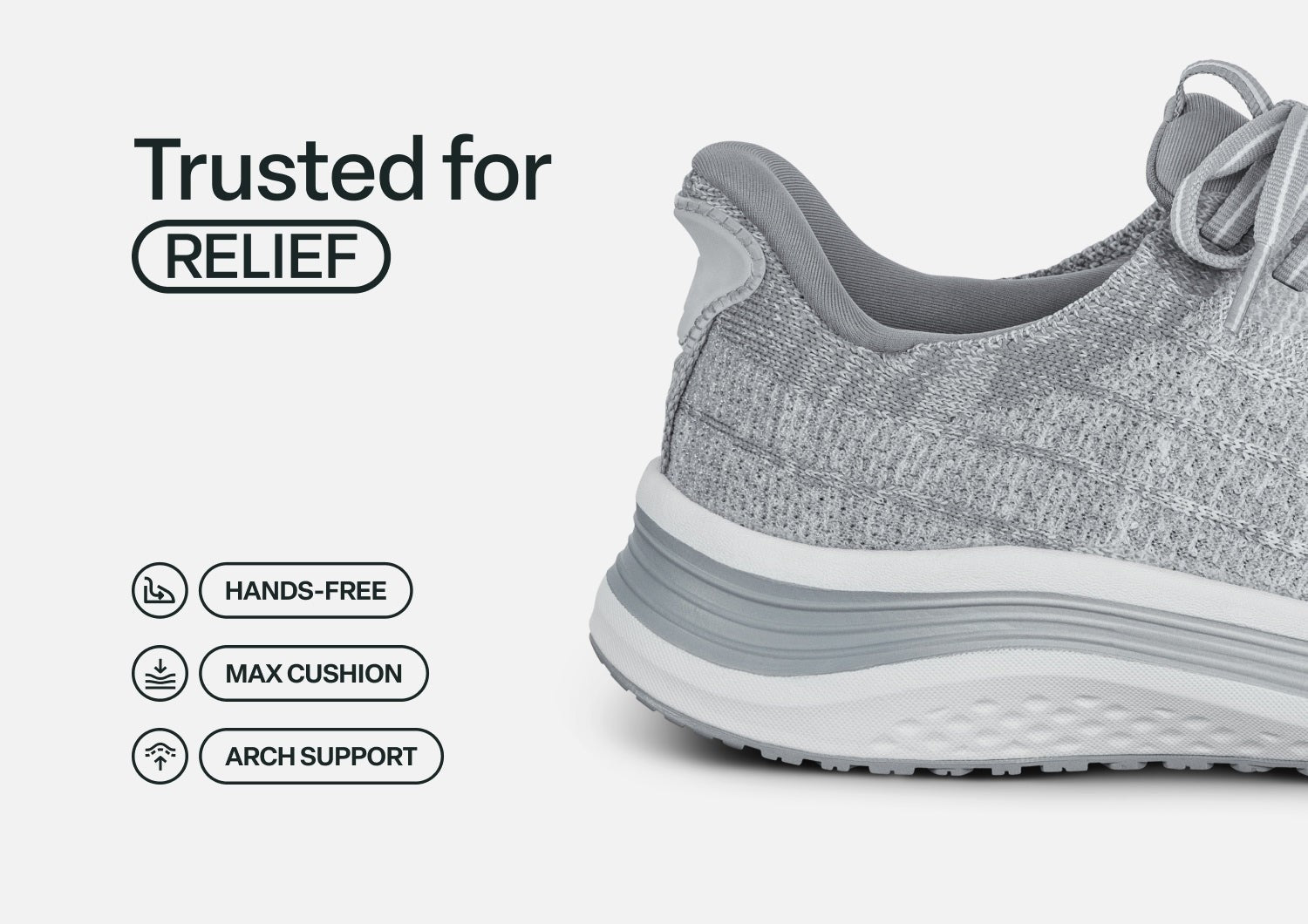 Orthofeet Nira Hands-Free Max Cushion Support Women's Sneakers - Light Gray - Feature Detail - 3