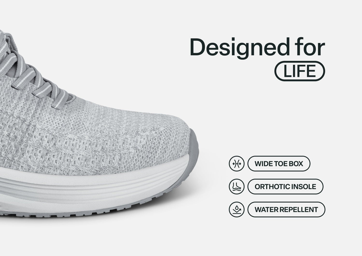 Orthofeet Nira Hands-Free Max Cushion Support Women's Sneakers - Light Gray - Feature Detail - 4